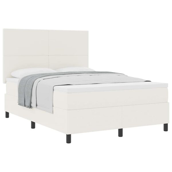 vidaXL Boxspringbett Creme und Wei&szlig; 203 x 160 x 128 cm Cordstoff