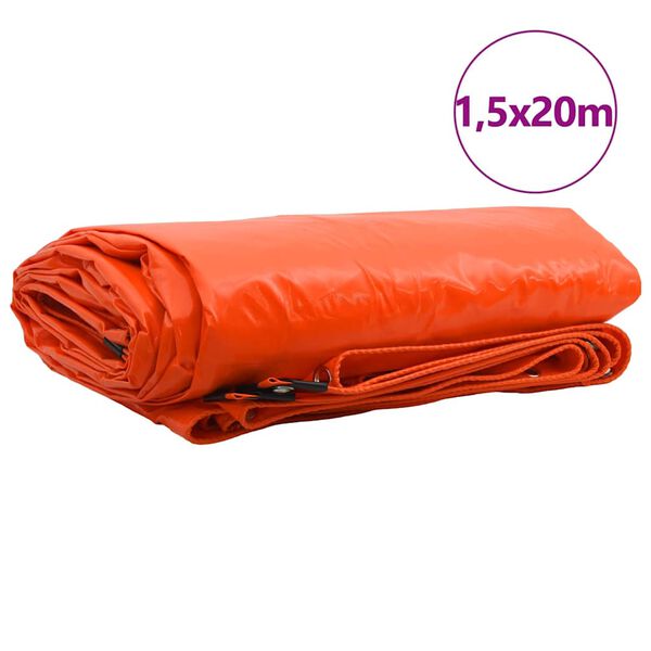 vidaXL Plane 650g / m&sup2; Orange 1,5 x 20 m Canvas mit PVC-Beschichtung