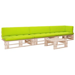 vidaXL 4-tlg. Paletten-Lounge-Set mit Kissen Impr&auml;gniertes Kiefernholz