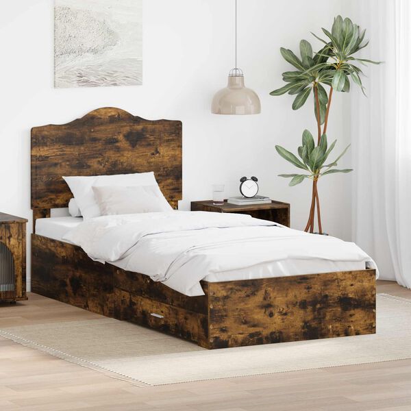 vidaXL Bettrahmen Ger&auml;ucherte Eiche 100 x 200 cm Holzwerkstoff