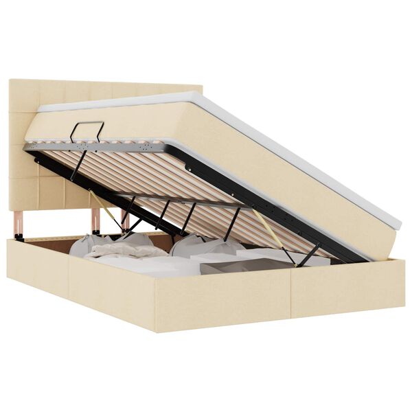 vidaXL Bett mit Stauraum und LED mit LED Creme 140 x 190 cm Polyester