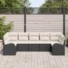 vidaXL Gartensofa-set mit Kissen 7 pcs Schwarz Poly Rattan
