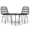 vidaXL 3-tlg. Garten-Essgruppe Schwarz Poly Rattan
