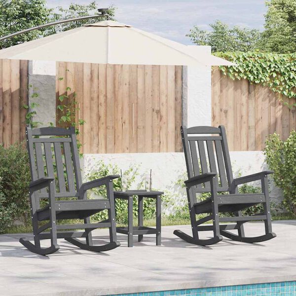vidaXL Schaukelstuhl 2 pcs Hellgrau 92 x 70 x 108 cm Polyethylen