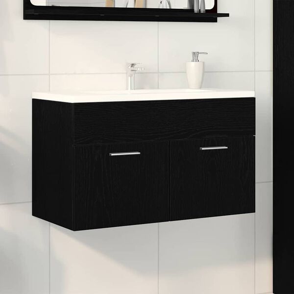 vidaXL Waschbeckenunterschrank Schwarz Eichen-Optik 38,5 x 100 x 46 cm