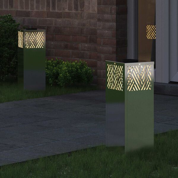 vidaXL Solar LED Weg Licht 2 pcs Silber Edelstahl