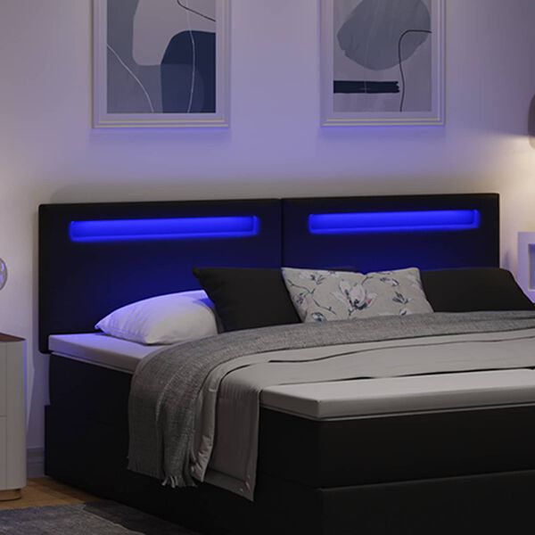 vidaXL LED Kopfteil Schwarz 180 cm Kunstleder