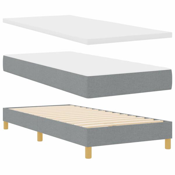 vidaXL Boxspringbett mit Matratze Hellgrau 80 x 200 cm Stoff