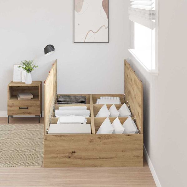 vidaXL Aufbewahrungsbettgestell mit Speicher Artisan-Eiche 90 x 190 cm