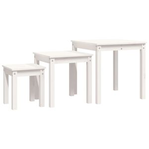 vidaXL Satztische 3 Stk. Wei&szlig; Massivholz Kiefer