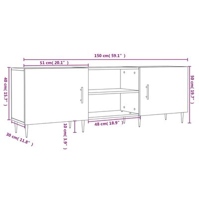 vidaXL TV-Schrank Weiß 150x30x50 cm Holzwerkstoff