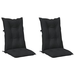 vidaXL Set Hochlehner-Stuhlkissen 2 stk. Polyester Melange Schwarz