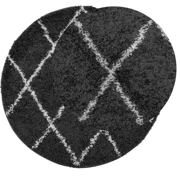 vidaXL Shaggy-Teppich PAMPLONA Hochflor Modern Schwarz Creme &Oslash; 200 cm
