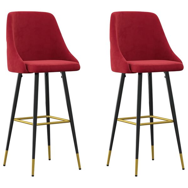 vidaXL Barhocker 2 Stk. Weinrot Samt