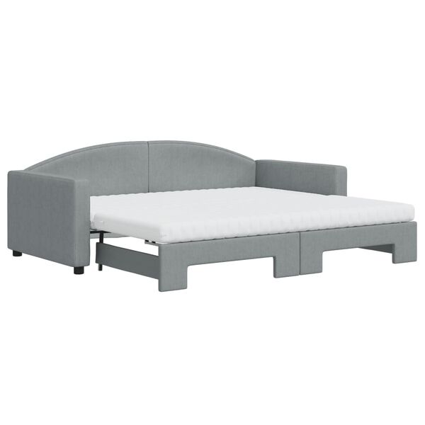 vidaXL Tagesbett Ausziehbar mit Matratze Hellgrau 90x190 cm Stoff