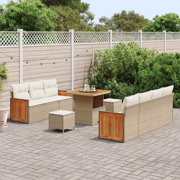 vidaXL Garten-Sofa-Set 10 pcs Beige und Creme 80 x 80 x 71 cm