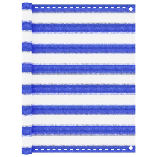vidaXL Balkon-Sichtschutz Blau und Wei&szlig; 90x600 cm HDPE