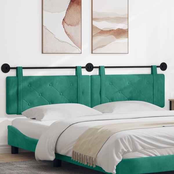vidaXL H&auml;ngevorderseite Wandmontiert T&uuml;rkis 210 x 55 x 5 cm Samt