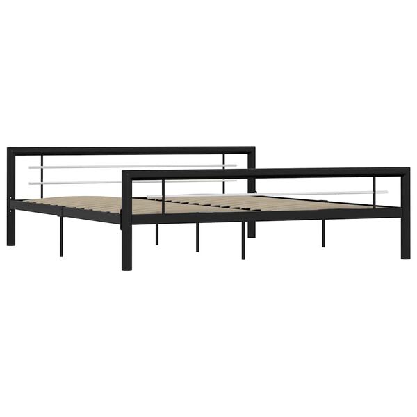 vidaXL Bettgestell Schwarz und Wei&szlig; Metall 180&times;200 cm