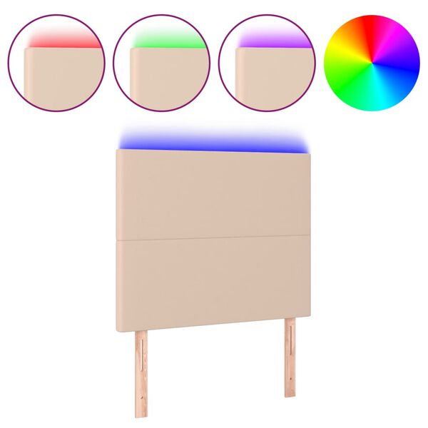 vidaXL LED Kopfteil Cappuccino-Braun 90x5x118/128 cm Kunstleder