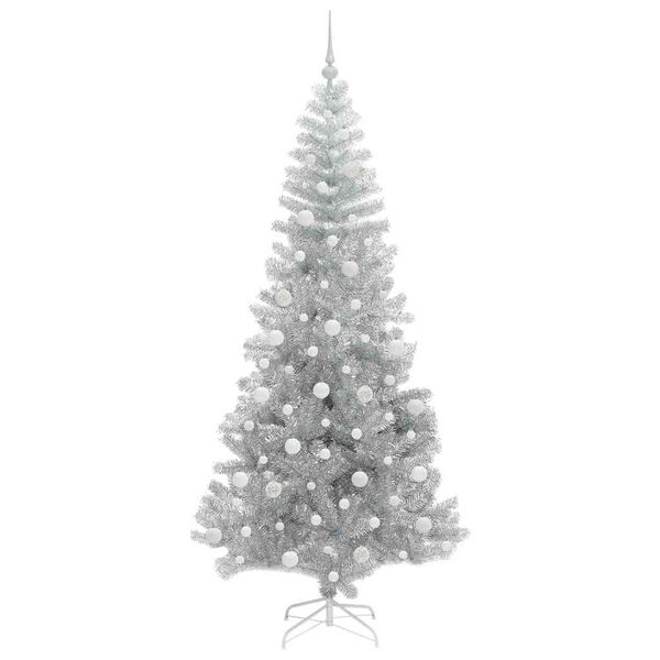 vidaXL Weihnachtsbaum mit 300 LEDs mit St&auml;nder Silber 210 cm PET