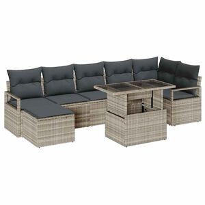vidaXL Gartensofa-set 8 stk. Hellgrau Poly-Rattan