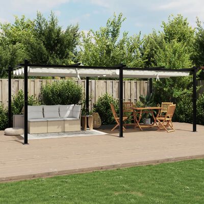 vidaXL Gartenpavillon mit Ausziehbarem Dach Creme 3x6 m Aluminium