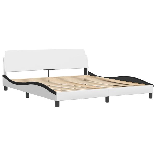 vidaXL Bett "Viana" mit Matratze Wei&szlig; und Schwarz 180x200 cm Kunstleder