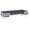 vidaXL 7-tlg. Garten-Lounge-Set mit Kissen Wei&szlig; Kiefernholz