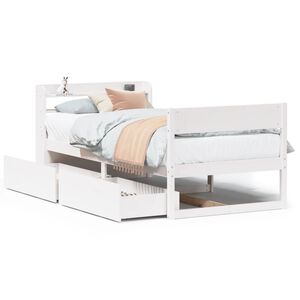 vidaXL Massivholzbett ohne Matratze Wei&szlig; 100x200 cm Kiefernholz