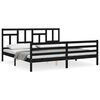vidaXL Massivholzbett mit Kopfteil Schwarz 200x200 cm