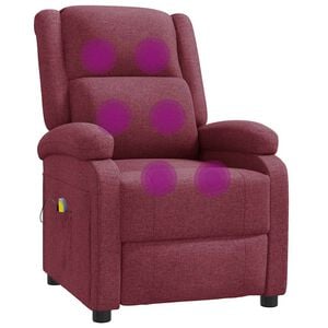 vidaXL Ohrensessel mit Massagefunktion Weinrot Stoff