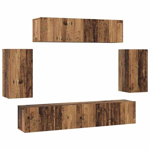 vidaXL TV-Schrankset Wandmontiert 6 pcs Altholz Holzwerkstoff