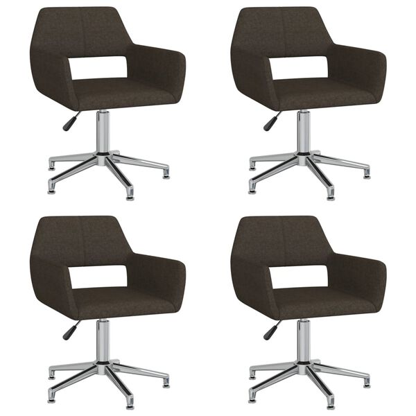 vidaXL Esszimmerst&uuml;hle 4 Stk. Drehbar Dunkelbraun Stoff