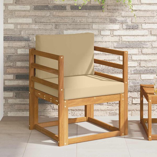 vidaXL Outdoor-Sofa Massives Akazienholz und Polyester Natur