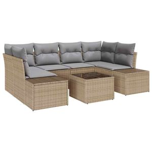 vidaXL Gartensofa-set mit Kissen 8 pcs Beige und Grau Poly-Rattan