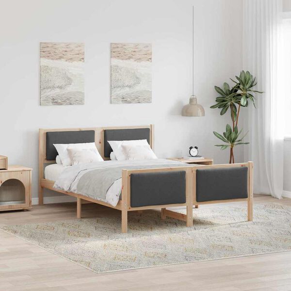 vidaXL Bettrahmen mit Kopfteil Dunkelgrau 140 x 190 cm Stoff