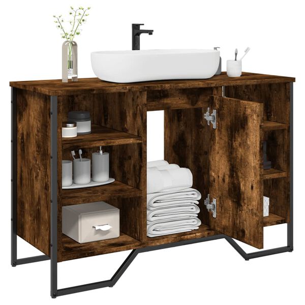 vidaXL Waschbeckenunterschrank R&auml;uchereiche 91x35x60 cm Holzwerkstoff