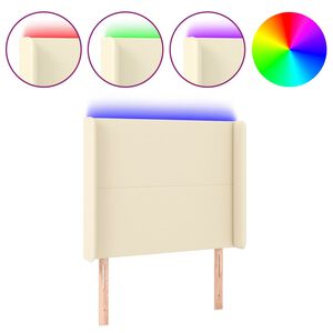 vidaXL LED Kopfteil Creme 103x16x118/128 cm Kunstleder