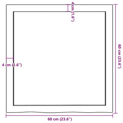 vidaXL Waschtischplatte Hellbraun 60x60x(2-4) cm Massivholz Behandelt