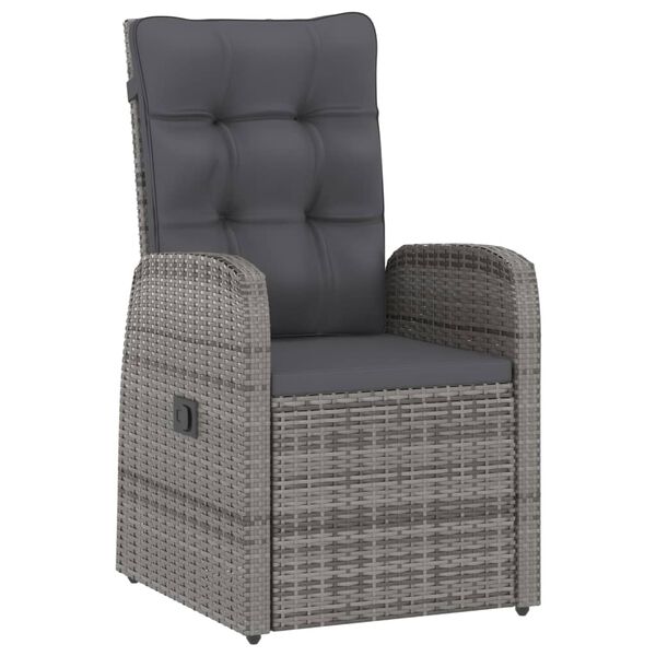 vidaXL 9-tlg. Garten-Essgruppe mit Kissen Poly Rattan Grau
