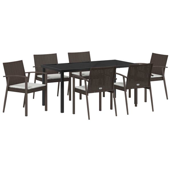 vidaXL Garten Essgruppe 7 pcs Braun und Schwarz PE-Rattan