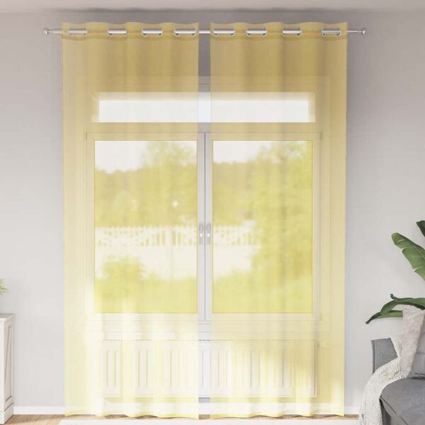 vidaXL Voile Vorh&auml;nge mit &Ouml;sen 2 Stk. Gelb