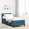 vidaXL LED Boxspringbett mit Matratze Dunkelblau 90 x 200 cm Samt