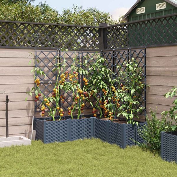 vidaXL Garten-Pflanzgef&auml;&szlig; 5 pcs Grau 120 x 120 x 143 cm Kunststoff