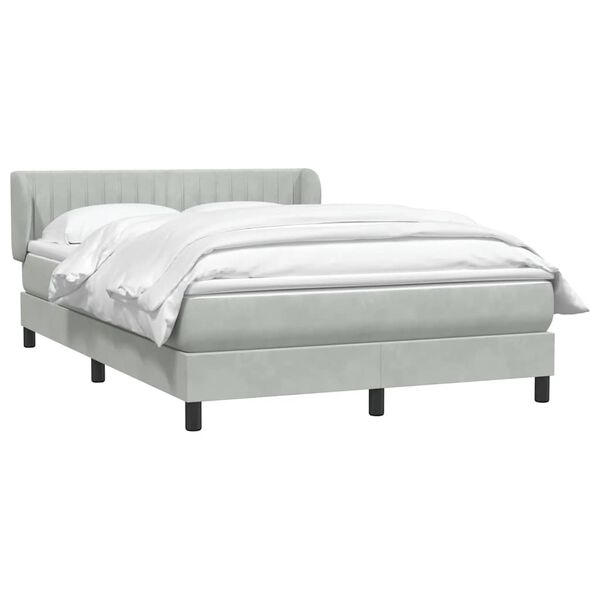vidaXL Boxspringbett mit Matratze Hellgrau 160x220 cm Samt