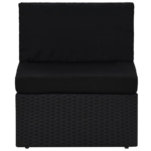 vidaXL 4-tlg. Garten-Lounge-Set mit Kissen Schwarz Poly Rattan