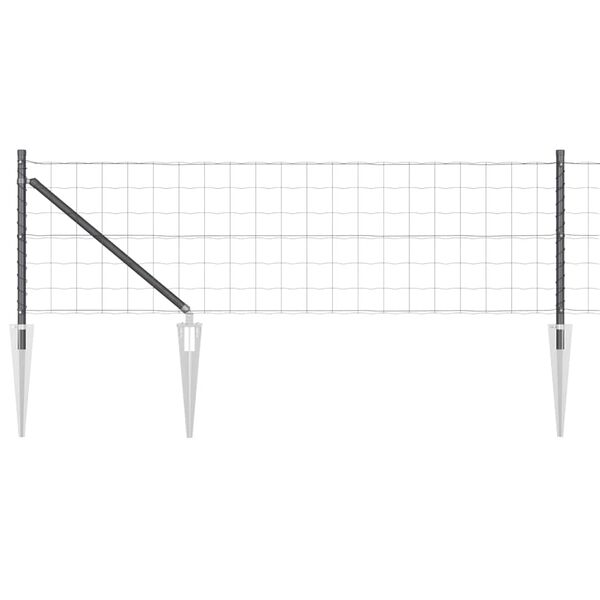 vidaXL Zaun mit Pfosten Grau 0,8 x 25 m Stahl