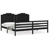 vidaXL Massivholzbett mit Kopfteil Schwarz 200x200 cm