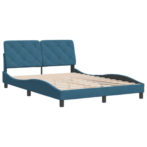vidaXL Bettgestell ohne Matratze Blau 140x200 cm Samt